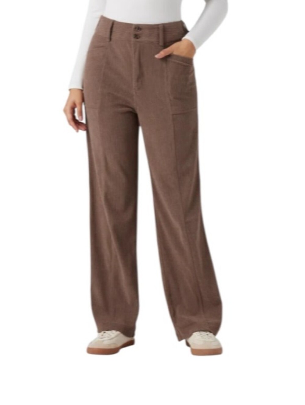 Halara Aura Cord High-Rise Brown Wide-Leg Corduroy Pants-NWT